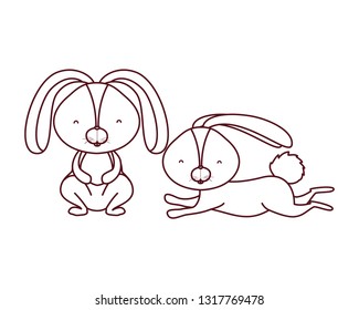 cute rabbits isolated icon
