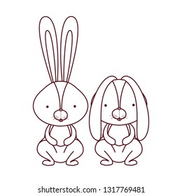 cute rabbits isolated icon