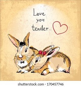 cute rabbits in love