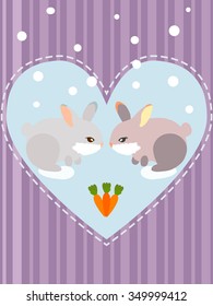 Cute rabbits in love