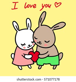 cute rabbits in love. vector illustration