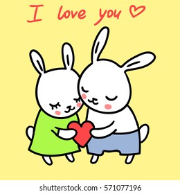 cute rabbits in love. vector illustration