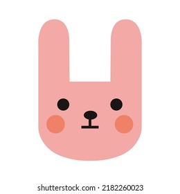 Cute rabbits muzzle, Little bunny in cartoon style. Trendy modern vector illustration isolated on white background, hand drawn, flat design.