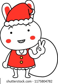 Cute Rabbit's Santa Claus emotional expression set