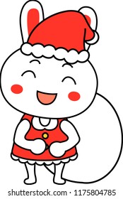 Cute Rabbit's Santa Claus emotional expression set