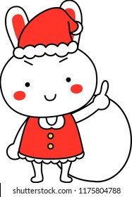 Cute Rabbit's Santa Claus emotional expression set