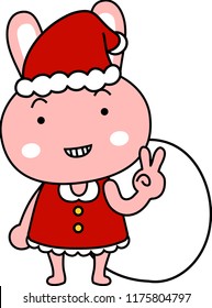 Cute Rabbit's Santa Claus emotional expression set