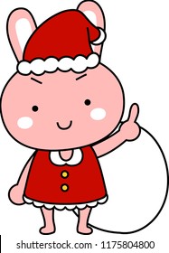 Cute Rabbit's Santa Claus emotional expression set