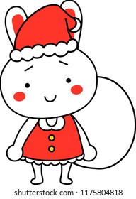 Cute Rabbit's Santa Claus emotional expression set