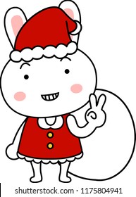 Cute Rabbit's Santa Claus emotional expression set