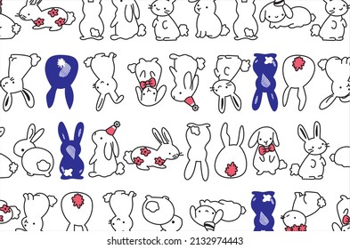 Cute Rabbits Seamless All Over Print Kids T-Shirt Print Design Vector Illustration 