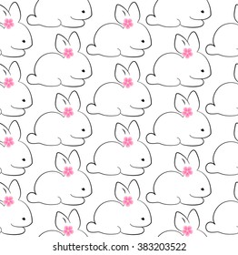 Cute rabbits seamless pattern. Happy Easter backgrounds.
