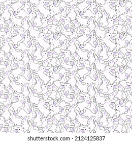 Cute rabbits seamless pattern. Spring and Easter theme with bunnies seamless background 