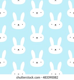 Cute rabbits seamless pattern. Vector background with cartoon rabbits