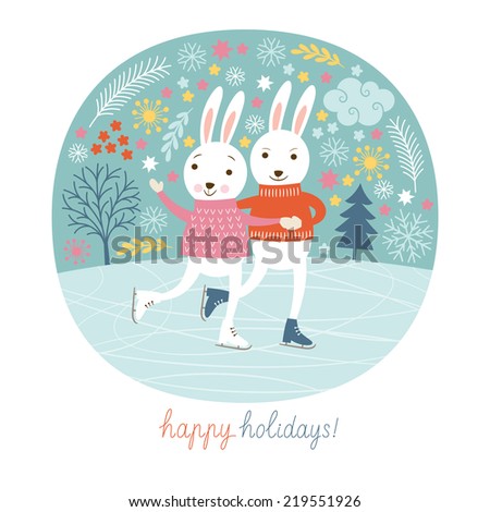 Cute rabbits skate