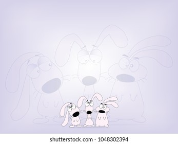 the cute rabbits in vector