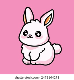 Cute Rabbits Vector Cartoon Illustration. Animal Icon Concept Isolated Premium Vector. Flat Cartoon Concept for Event. Cute Doodle Cartoon Illustration Style. Suitable for any Project