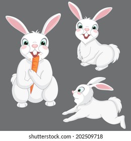 Cute Rabbits Vector Illustration