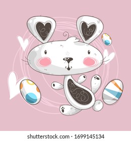 Cute Rabbits Vektorillustration Illustration und Eier
