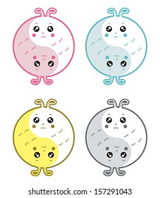 Cute rabbits yin yang