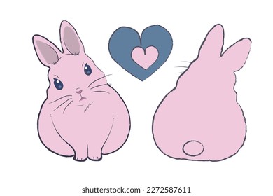 Cute rabbits.vector illustration on a white background