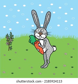 cute rabit in nature vector