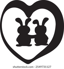 Cute Rabits in Love symbol design collection, vector illustration