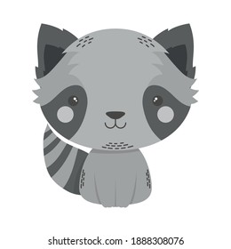 cute raccoon animal comic character vector illustration design