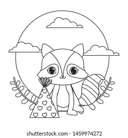 cute raccoon animal with hat party