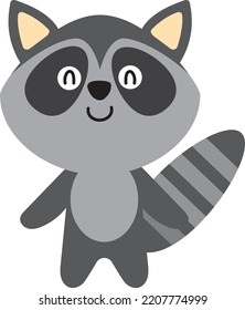 Cute raccoon animal icon vector image. 