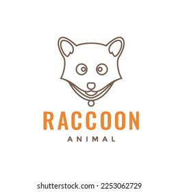 cute raccoon animal line cartoon necklace logo design icon illustration template