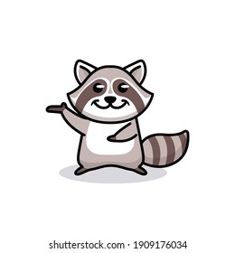 Cute raccoon animal mascot logo design