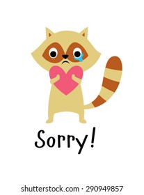 cute raccoon apologize sorry card