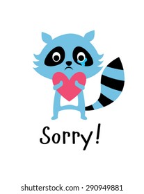 cute raccoon apologize sorry card