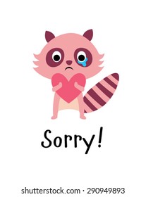 cute raccoon apologize sorry card