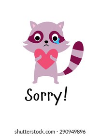 Cute Raccoon Apologize Sorry Card