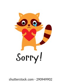 cute raccoon apologize sorry card