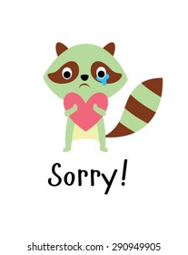 cute raccoon apologize sorry card