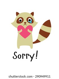 cute raccoon apologize sorry card