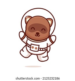 cute raccoon astronaut vector template