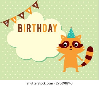 cute raccoon birthday greeting card