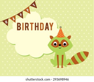 cute raccoon birthday greeting card