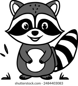 cute raccoon black and white silhouette