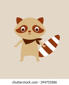 cute raccoon boy vector