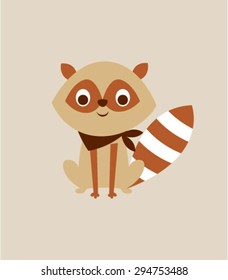 cute raccoon boy vector