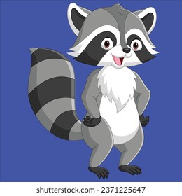 Cute raccoon cartoon 2 animal character design illustration