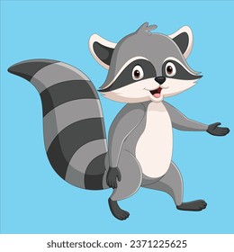 Cute raccoon cartoon animal character design illustration