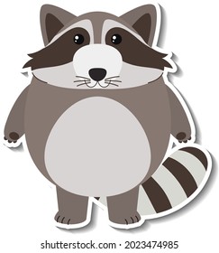 A cute raccoon cartoon animal sticker illustration