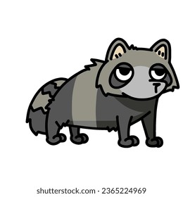 caricatura de raccoon lindo dibujar ilustración vectorial de fondo transparente