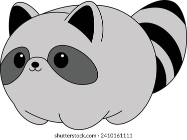 Cute raccoon cartoon illustration. Animal clipart to create worksheets  